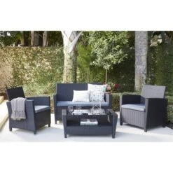 4pc Malmo Resin Wicker Patio Deep Seating Conversation Set Gray/Black - Room & Joy -Garden & Outdoors GUEST 663ca0da 5bcb 49b3 aa5a 7ce3276e45c4