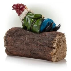 9" Polyresin Gnome Lying On Log Statue - Alpine Corporation -Garden & Outdoors GUEST 6656840c 25d4 4024 af64 79dc90c2a681