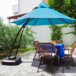 Costway 11FT Outdoor Cantilever Offset Hanging Umbrella W/ Base Wheel -Garden & Outdoors GUEST 67381040 c310 41a5 97b3 85b32e79610a