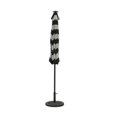 9' X 9' Mirage II Fiesta Market Patio Umbrella With Solar LED Tube Lights Black/White - Island Umbrella 6 9' X 9' Mirage II Fiesta Market Patio Umbrella With Solar LED Tube Lights Black/White - Island Umbrella - Image 4