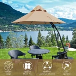 Costway 11FT Outdoor Cantilever Offset Hanging Umbrella W/ Base Wheel -Garden & Outdoors GUEST 67d458b9 f904 4777 86fe 6de8ddc6af15