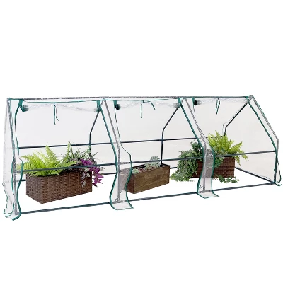 Sunnydaze Decor Sunnydaze Outdoor Portable Slanted Top Plant Shelter Mini Cloche Greenhouse With Zipper Doors - 36" - Clear 10 Sunnydaze Decor Sunnydaze Outdoor Portable Slanted Top Plant Shelter Mini Cloche Greenhouse With Zipper Doors - 36" - Clear - Image 8