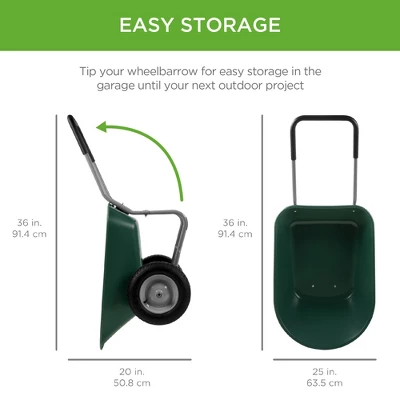Best Choice Products Dual-Wheel Home Wheelbarrow Yard Garden Cart For Lawn, Construction - Green 6 Best Choice Products Dual-Wheel Home Wheelbarrow Yard Garden Cart For Lawn, Construction - Green - Image 4