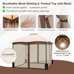 Costway 10x10 FT 2-Tier Patio Gazebo Canopy Netting Heavy-Duty Metal Easy-Setup Outdoor -Garden & Outdoors GUEST 68e788bb 1214 4f3e 872a 1867c25ae3ee