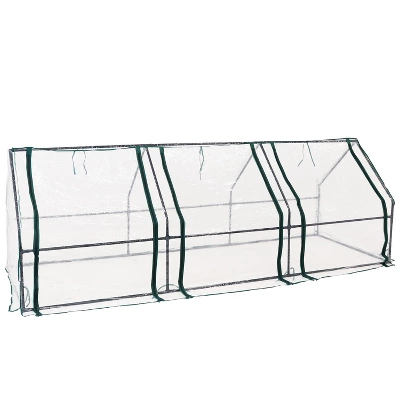 Sunnydaze Decor Sunnydaze Outdoor Portable Slanted Top Plant Shelter Mini Cloche Greenhouse With Zipper Doors - 36" - Clear 7 Sunnydaze Decor Sunnydaze Outdoor Portable Slanted Top Plant Shelter Mini Cloche Greenhouse With Zipper Doors - 36" - Clear - Image 5