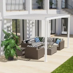 Aoodor Outdoor Louvered Pergola Adjustable Louvered Sloping Roof Wall-Mounted Pergola 21 Aoodor Outdoor Louvered Pergola Adjustable Louvered Sloping Roof Wall-Mounted Pergola -Garden & Outdoors GUEST 6a3bae42 90a4 4084 ada6 38c438bbd641