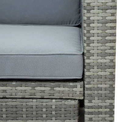 4pc Outdoor Wicker Conversation Sectional Set With Cushions - Gray - GODEER 10 4pc Outdoor Wicker Conversation Sectional Set With Cushions - Gray - GODEER - Image 8