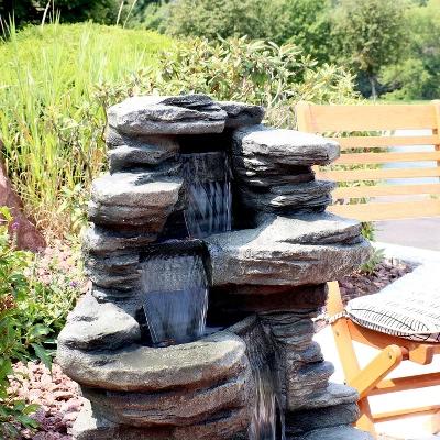 Sunnydaze Decor Sunnydaze 38"H Electric Polyresin And Fiberglass Stacked Shale Waterfall Outdoor Water Fountain With LED Lights 10 Sunnydaze Decor Sunnydaze 38"H Electric Polyresin And Fiberglass Stacked Shale Waterfall Outdoor Water Fountain With LED Lights - Image 8