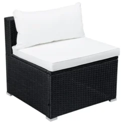 9pc Wicker Patio Set With Cushions - Black/Beige - GODEER -Garden & Outdoors GUEST 6d12e7cf 2851 4e19 82e3 eeec3817add2