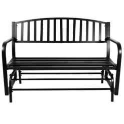 Sunnydaze Decor Sunnydaze 50" 2-Person Metal Outdoor Glider Bench, Black -Garden & Outdoors GUEST 6de42816 2e4c 4181 ba1f c80e0e9c8bdb