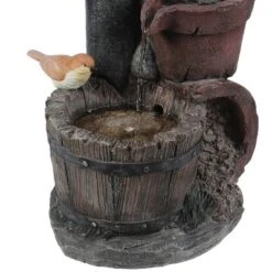 LuxenHome Resin Farmhouse Barrel And Water Pump Outdoor Fountain -Garden & Outdoors GUEST 6df916fb 6e6a 48d1 9cf7 bf74d390e85a