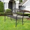 Outsunny 50" Vintage Animal Pattern Garden Cast Iron Patio Bench, Outdoor Furniture Loveseat Chair With Backrest And Armrest For Yard, Lawn, Brown -Garden & Outdoors GUEST 6e3dcd4e cfcf 4fa5 9942 967e60b0b18f