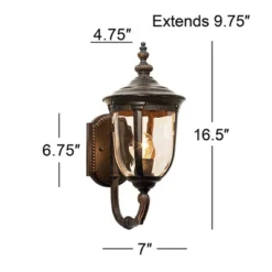 John Timberland Bellagio Vintage Rustic Outdoor Wall Light Fixture Veranda Bronze Upbridge 16 1/2" Champagne Glass For Post Exterior Barn Deck House -Garden & Outdoors GUEST 6fa1ac5e b59f 467c 902b 3bb156cd3e56