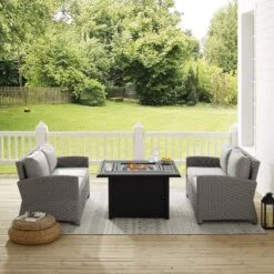 Bradenton 3pc Wicker Loveseat Set With Fire Table - Gray - Crosley 27 Bradenton 3pc Wicker Loveseat Set With Fire Table - Gray - Crosley -Garden & Outdoors GUEST 6fe4ecf4 ab89 4061 833a ceaf5a8fc9d5