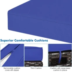 Costway 2PCS Patio Rattan Ottoman Cushioned Seat Foot Rest Coffee Table Furniture Garden Navy -Garden & Outdoors GUEST 70ac561b d8b3 4691 ba85 f21f1fca9da2