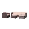 4pc Wicker Patio Sectional Seating Set With Cushions - Natural - GODEER -Garden & Outdoors GUEST 718ee1ce b440 4117 804b 0c15113b674b