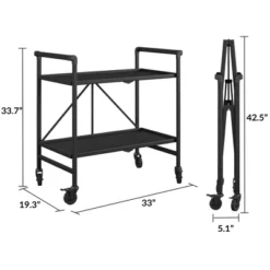 Indoor/Outdoor Folding Serving Cart With Wheels & Shelves - Black - Room & Joy -Garden & Outdoors GUEST 71ff24e1 aef2 452f bafe 6a81dd111a68