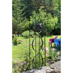 79.75" Tall Iron Modern Samara Decorative Garden Trellis Black Powder Coat Finish - Achla Designs -Garden & Outdoors GUEST 72859040 0483 4e77 86e4 71467d62f631