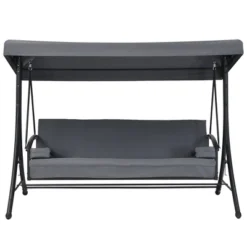 Costway Patio 3-Seat Porch Canopy Swing Converting Grey Cushion Pillow Adjust -Garden & Outdoors GUEST 72adffd4 7572 4513 a12a 5a32ef778e97