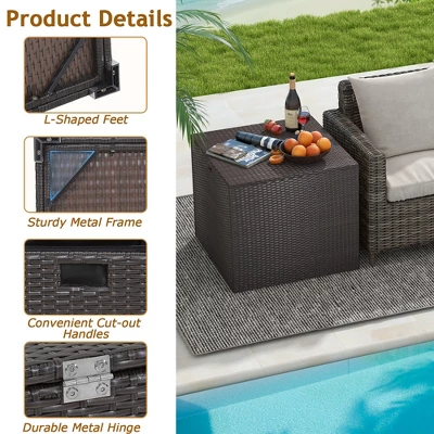 Costway 72 Gallon Patio Rattan Wicker Storage Deck Box Container With Liner Garden 10 Costway 72 Gallon Patio Rattan Wicker Storage Deck Box Container With Liner Garden - Image 8