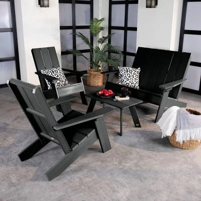 Italica 4pc Outdoor Set With Modern Adirondack Chairs, Double Wide Adirondack Chairs & Table - Highwood 3 Italica 4pc Outdoor Set With Modern Adirondack Chairs, Double Wide Adirondack Chairs & Table - Highwood