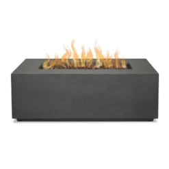 Aegean Small Rectangle Fire Table With NG Conversion Weather Slate - Real Flame