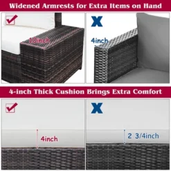 Costway 6PCS Rattan Furniture Set Conversation Cushioned Sofa Armrest Garden TurquoiseWhite 19 Costway 6PCS Rattan Furniture Set Conversation Cushioned Sofa Armrest Garden TurquoiseWhite -Garden & Outdoors GUEST 7526eb60 6a22 4aca 9922 8bb63d644e48