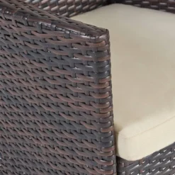 Flamingo 9pc Wood And Wicker Dining Set Dark Brown/Multibrown/Beige - Christopher Knight Home -Garden & Outdoors GUEST 75578949 7a06 408b 8a5e 1f64bf5b3130