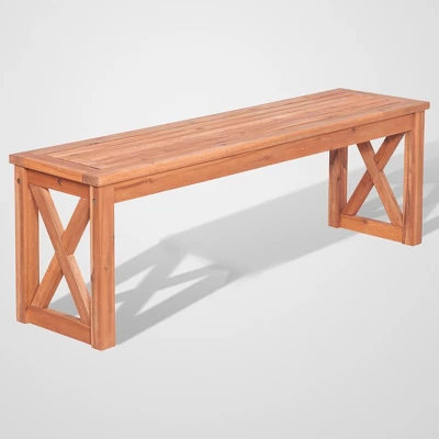 3pc Acacia Wood X Design Outdoor Patio Dining Set - Brown - Saracina Home 7 3pc Acacia Wood X Design Outdoor Patio Dining Set - Brown - Saracina Home - Image 5