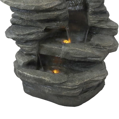 Sunnydaze Decor Sunnydaze 38"H Electric Polyresin And Fiberglass Stacked Shale Waterfall Outdoor Water Fountain With LED Lights 7 Sunnydaze Decor Sunnydaze 38"H Electric Polyresin And Fiberglass Stacked Shale Waterfall Outdoor Water Fountain With LED Lights - Image 5
