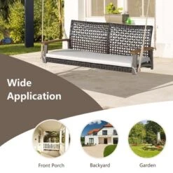 Tangkula 2-Seat Rattan Porch Swing Chair Outdoor Wicker Swing Bench W/ Seat Cushion -Garden & Outdoors GUEST 7a56da20 cd39 4879 b561 03659b0d24f3