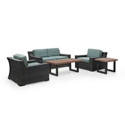 Beaufort 5pc Outdoor Wicker Conversation Set - Mist - Crosley -Garden & Outdoors GUEST 7a6dee83 0ee2 42fd b9a3 6c74f154e0c4