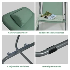 Tangkula 2 PCS Beach Chair Lounger Reclining Folding Chair W/3-Position Adjustable Backrest Blue/Orange/Green -Garden & Outdoors GUEST 7b79a755 f2a7 40a5 9510 a83e7dd74f0a