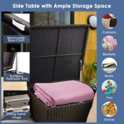 Costway 6PCS Patio Rattan Furniture Set 32'' Fire Pit Table Tank Holder With Cover Beige/Navy/Red/Turquoise -Garden & Outdoors GUEST 7c3108a1 50c3 4c13 8a9d a246816ffc8c