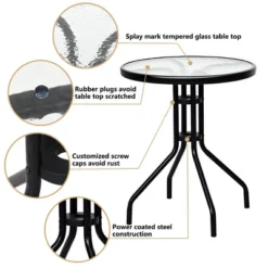 Costway 3PC Bistro Patio Garden Furniture Set 2 Folding Chairs Glass Table Top Steel -Garden & Outdoors GUEST 7c87ef49 bda5 4850 8def f4de880723c0