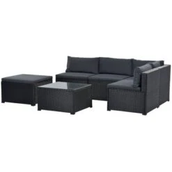 6pc Wicker Patio Conversation Set With Cushions - Black/Gray - GODEER -Garden & Outdoors GUEST 7cadb626 4073 4dde b2cf 40ff0fcf77b7