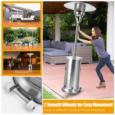 Costway 48,000 BTU Patio Propane Heater Stainless Steel W/Table & Wheels 5 Costway 48,000 BTU Patio Propane Heater Stainless Steel W/Table & Wheels - Image 3