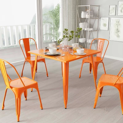 Merrick Lane Adana 35.5" Square Metal Dining Table For Indoor And Outdoor Use 3 Merrick Lane Adana 35.5" Square Metal Dining Table For Indoor And Outdoor Use