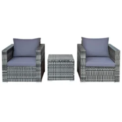 Tangkula 3-Piece Patio Wicker Conversation Set Bistro Rattan Sofa Chair With Washable Cushion Gray 19 Tangkula 3-Piece Patio Wicker Conversation Set Bistro Rattan Sofa Chair With Washable Cushion Gray -Garden & Outdoors GUEST 7fb0db03 9ee1 4f53 bce2 a6f6bafb2b05