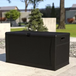 Garden & Outdoors 11 Flash Furniture 120 Gallon Plastic Deck Box - Outdoor Waterproof Storage Box For Patio Cushions, Garden Tools And Pool Toys