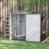 Outsunny 3.3' X 3.4' Lean-to Garden Storage Shed, Small Outdoor Galvanized Steel Tool House With Lockable Door For Patio, Backyard, Lawn, Gray -Garden & Outdoors GUEST 80d04e8d 6078 4aa5 83f2 ddb583c50d6e