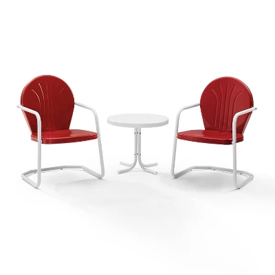 Griffith 3pc Metal Conversation Seating Set - Red - Crosley 4 Griffith 3pc Metal Conversation Seating Set - Red - Crosley - Image 2