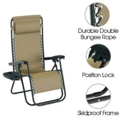 Lavish Home Zero Gravity Chairs Folding Recliners, Set Of 2, Beige -Garden & Outdoors GUEST 8184520c 940a 4f3b 8eed 963ebb9e52b4