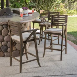 Hermosa 4pk Acacia Wood Patio Barstools - Christopher Knight Home -Garden & Outdoors GUEST 82528c09 f51d 45c9 905a f68ef9a20610