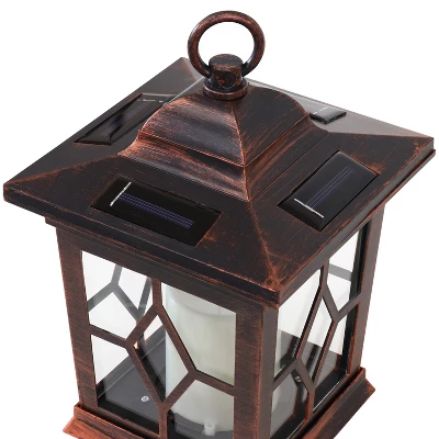 Sunnydaze Decor Sunnydaze Outdoor Lucien Hanging Tabletop Solar LED Rustic Farmhouse Decorative Candle Lantern - 9" 5 Sunnydaze Decor Sunnydaze Outdoor Lucien Hanging Tabletop Solar LED Rustic Farmhouse Decorative Candle Lantern - 9" - Image 4
