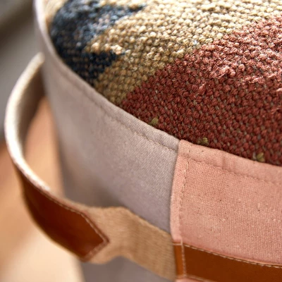 Cotton Pouf Featuring A Screenprinted Bicycle Illustration With Script - Olivia & May 9 Cotton Pouf Featuring A Screenprinted Bicycle Illustration With Script - Olivia & May - Image 7