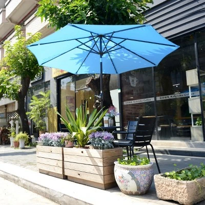 9-Foot Patio Umbrella - Deck Shade With Solar Powered LED Lights, Push Button Tilt, And Fade Resistant, UV Protection Canopy By Villacera (Blue) 7 9-Foot Patio Umbrella - Deck Shade With Solar Powered LED Lights, Push Button Tilt, And Fade Resistant, UV Protection Canopy By Villacera (Blue) - Image 5