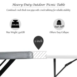 Costway Picnic Table Bench Set Outdoor Camping Backyard Garden Patio Party All Weather Gray/Green -Garden & Outdoors GUEST 84cdd9f2 6316 41f2 96a8 f941ade153eb