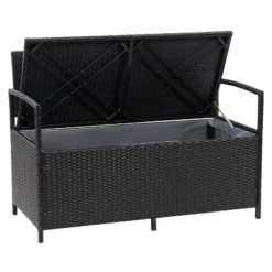 Parksville Patio Storage Bench - Black - CorLiving -Garden & Outdoors GUEST 8574fc05 85c2 4d56 9a01 4e35a87f82ae