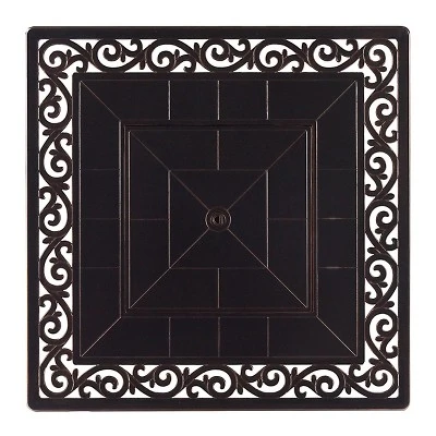 5pc Outdoor Dining Set With 42" Aluminum Square Damask Design Fire Table & Deep Seating Swivel Rocking Chairs - Oakland Living 6 5pc Outdoor Dining Set With 42" Aluminum Square Damask Design Fire Table & Deep Seating Swivel Rocking Chairs - Oakland Living - Image 4